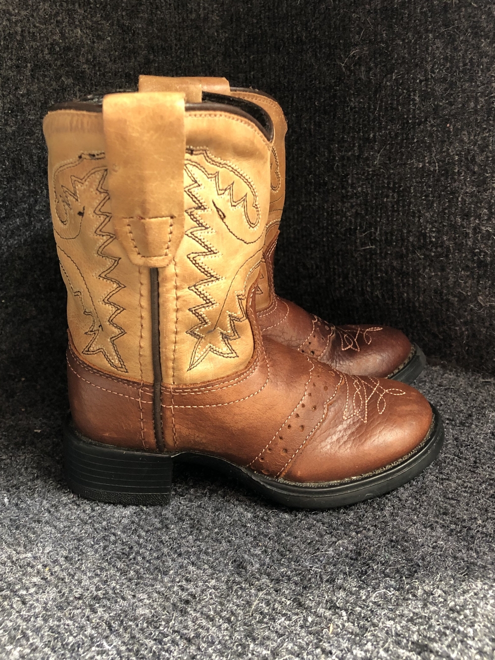 Old West Kids Two-Tone Brown & Tan Cowboy Boots